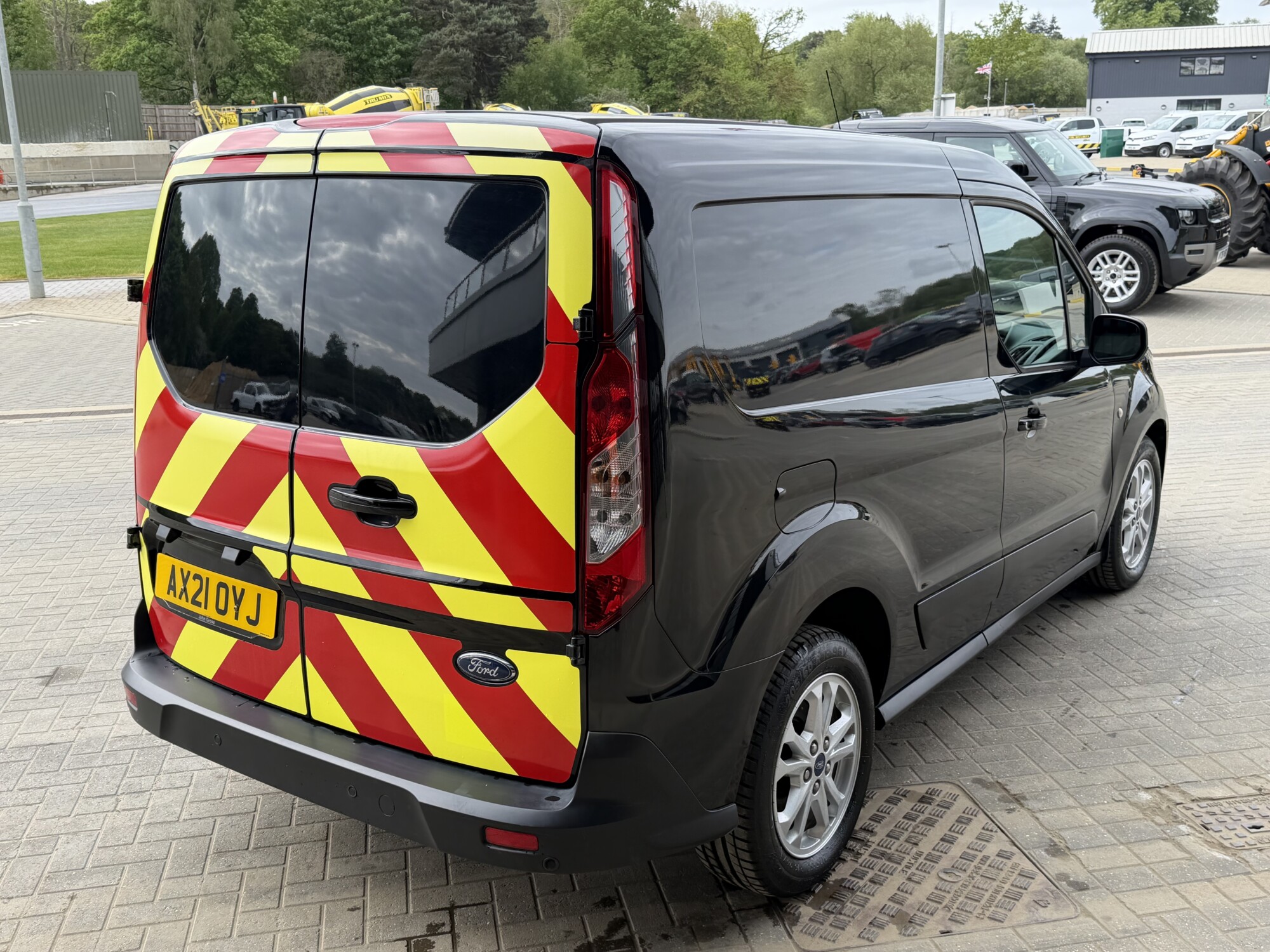 Ford Transit Connect van load area with rear doors open