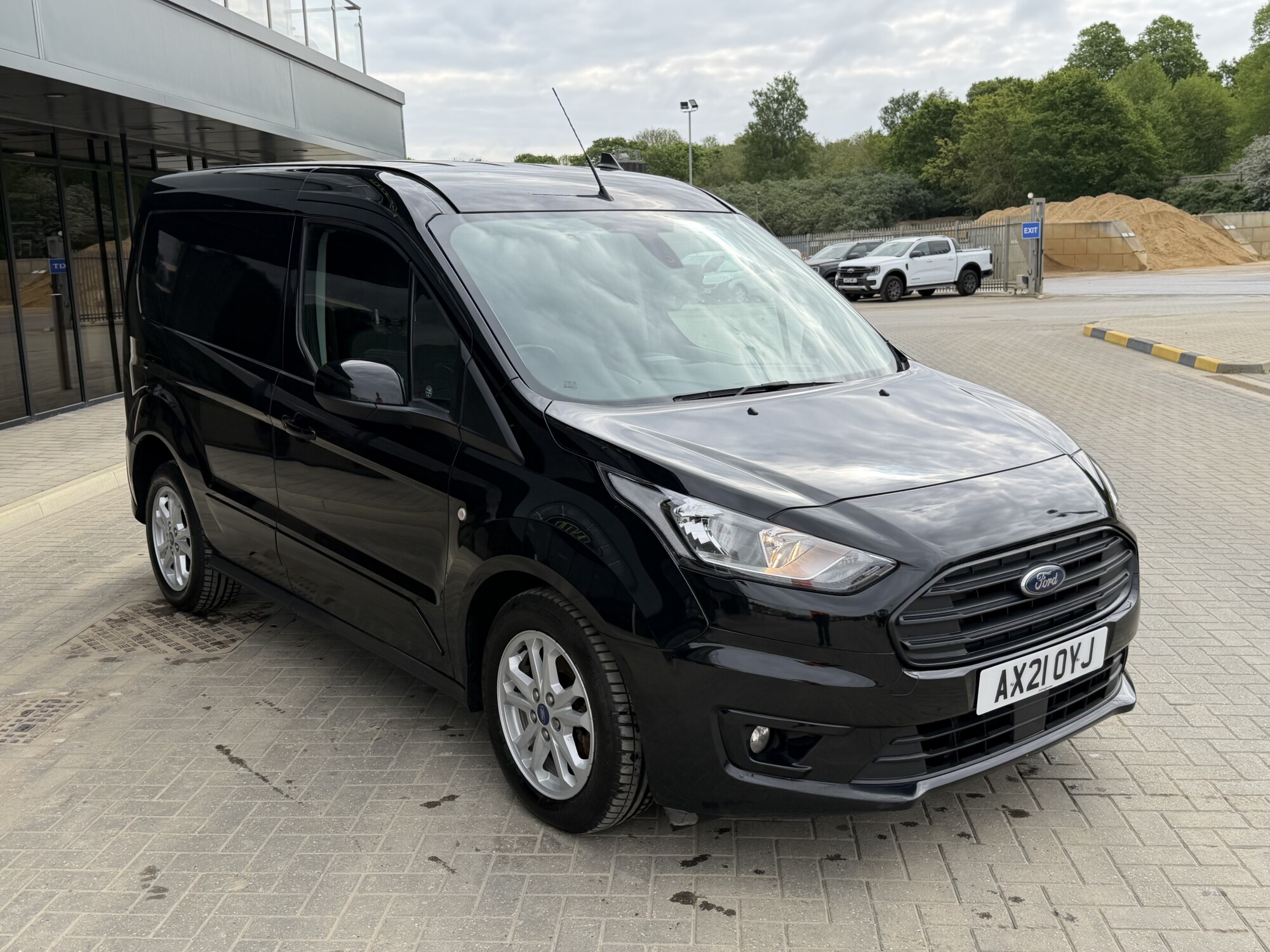Ford Transit Connect front cab interior with grey cloth seats