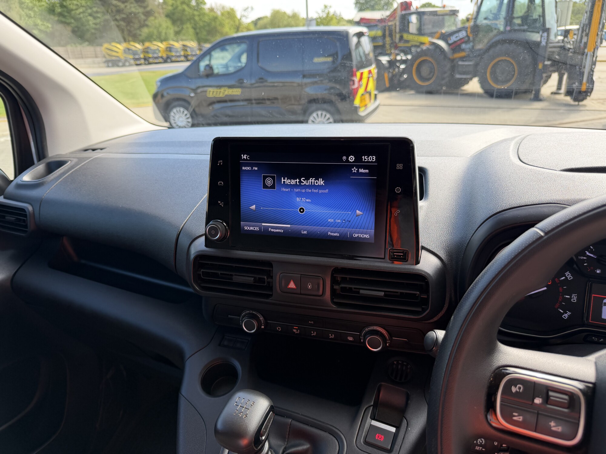 Toyota Proace City dashboard with radio screen and manual gearbox