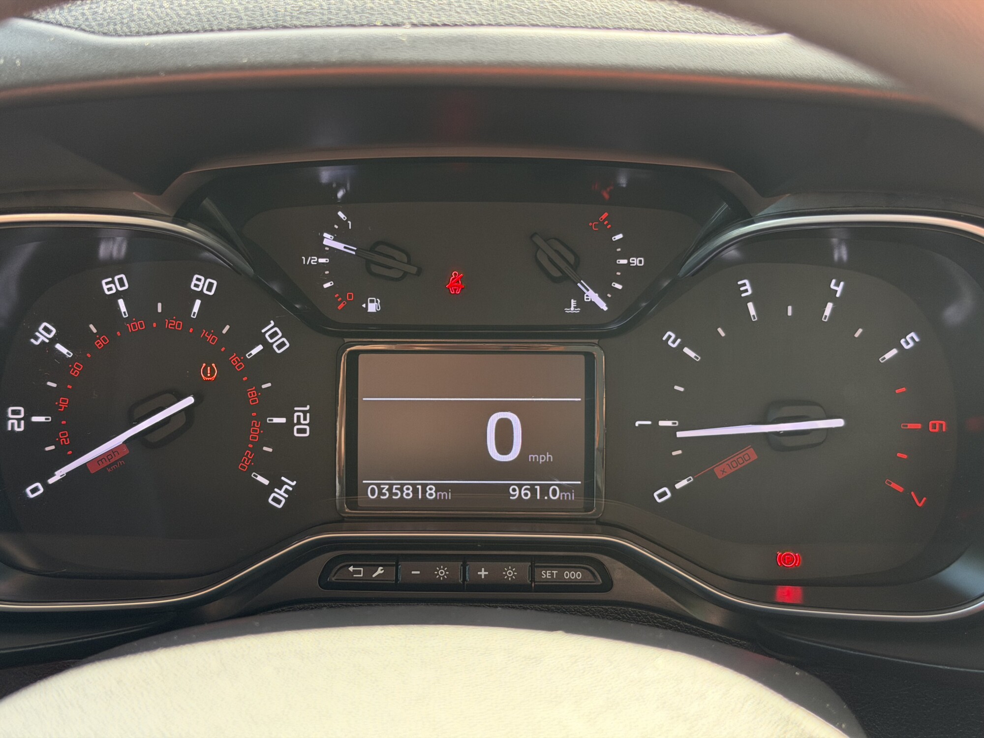 Toyota Proace City instrument display showing 35,818 miles