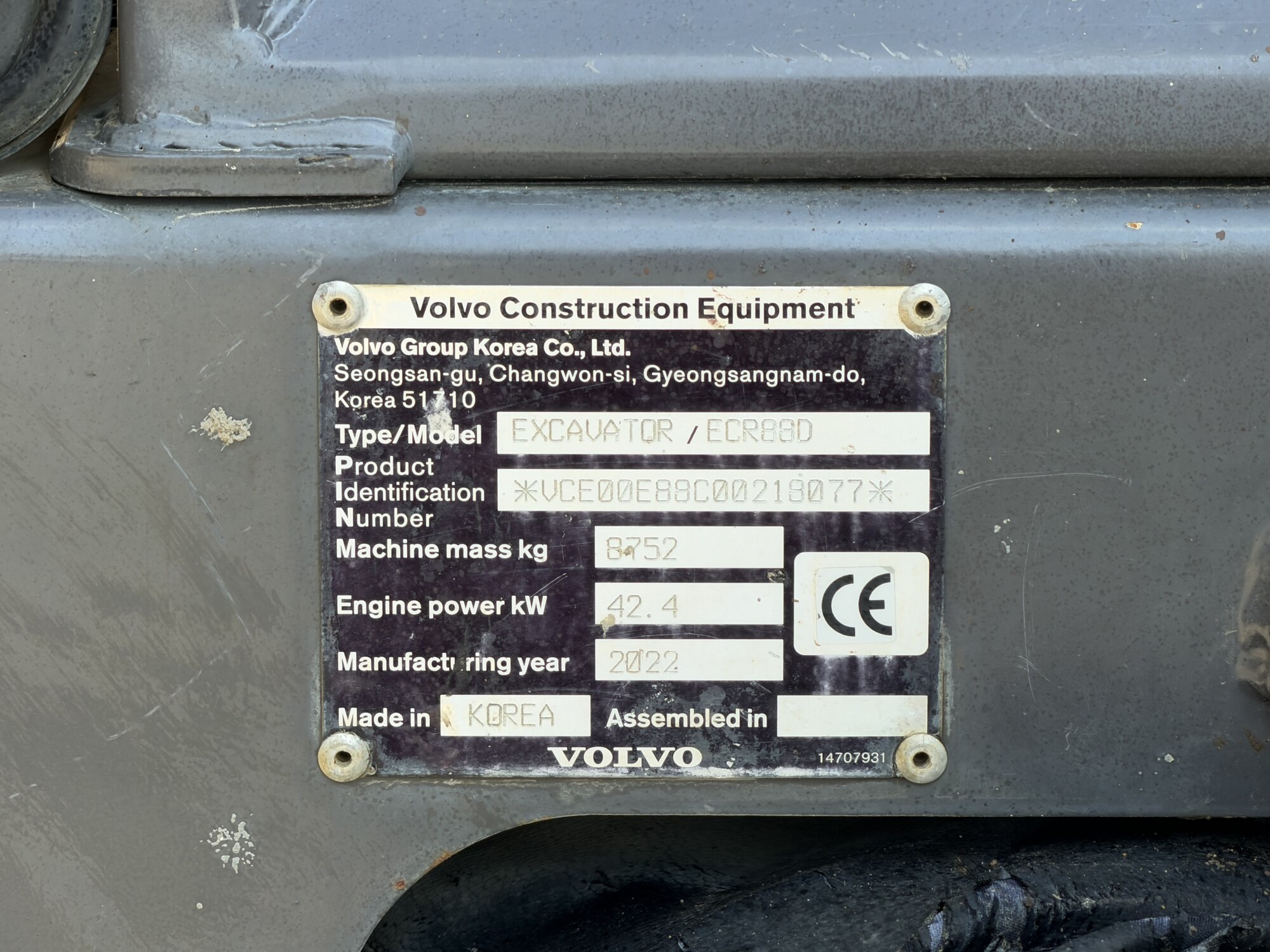 TRU2491- 2022, VOLVO ECR88D PRO EXCAVATOR **BLADE, RUBBER TRACKS** - Image 11